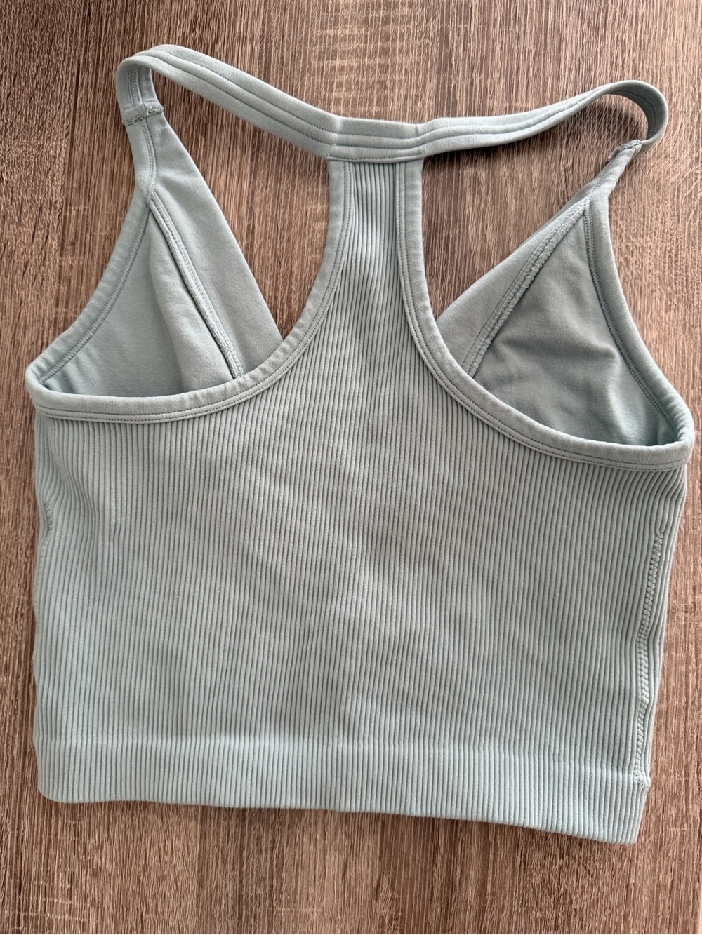 Light Blue Ribbed Snap-Front Halter Crop Top - Picture 6 of 7